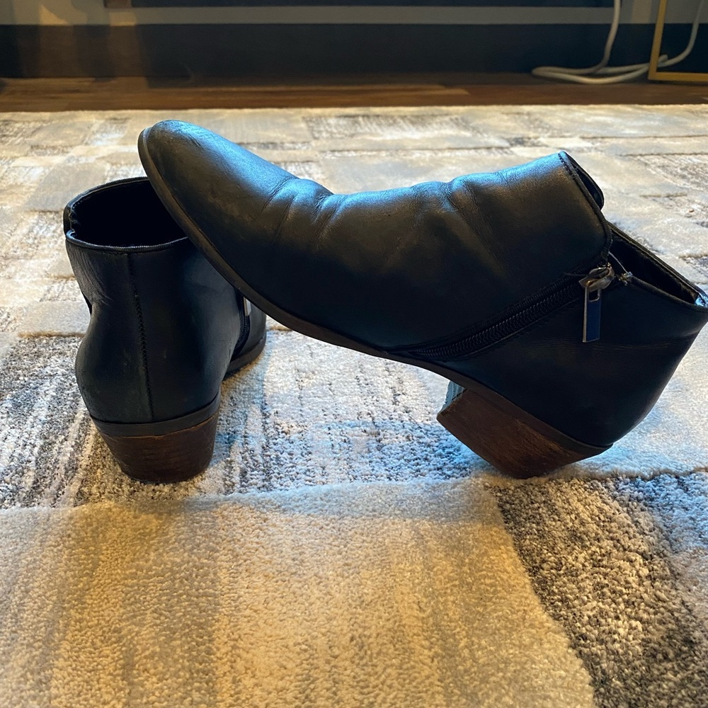 Tabitha Black Leather Ankle Boots